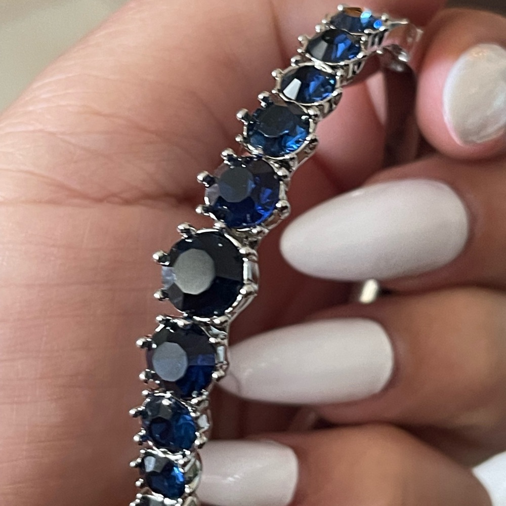 Elegant Silver and Blue Gemstone Bracelet